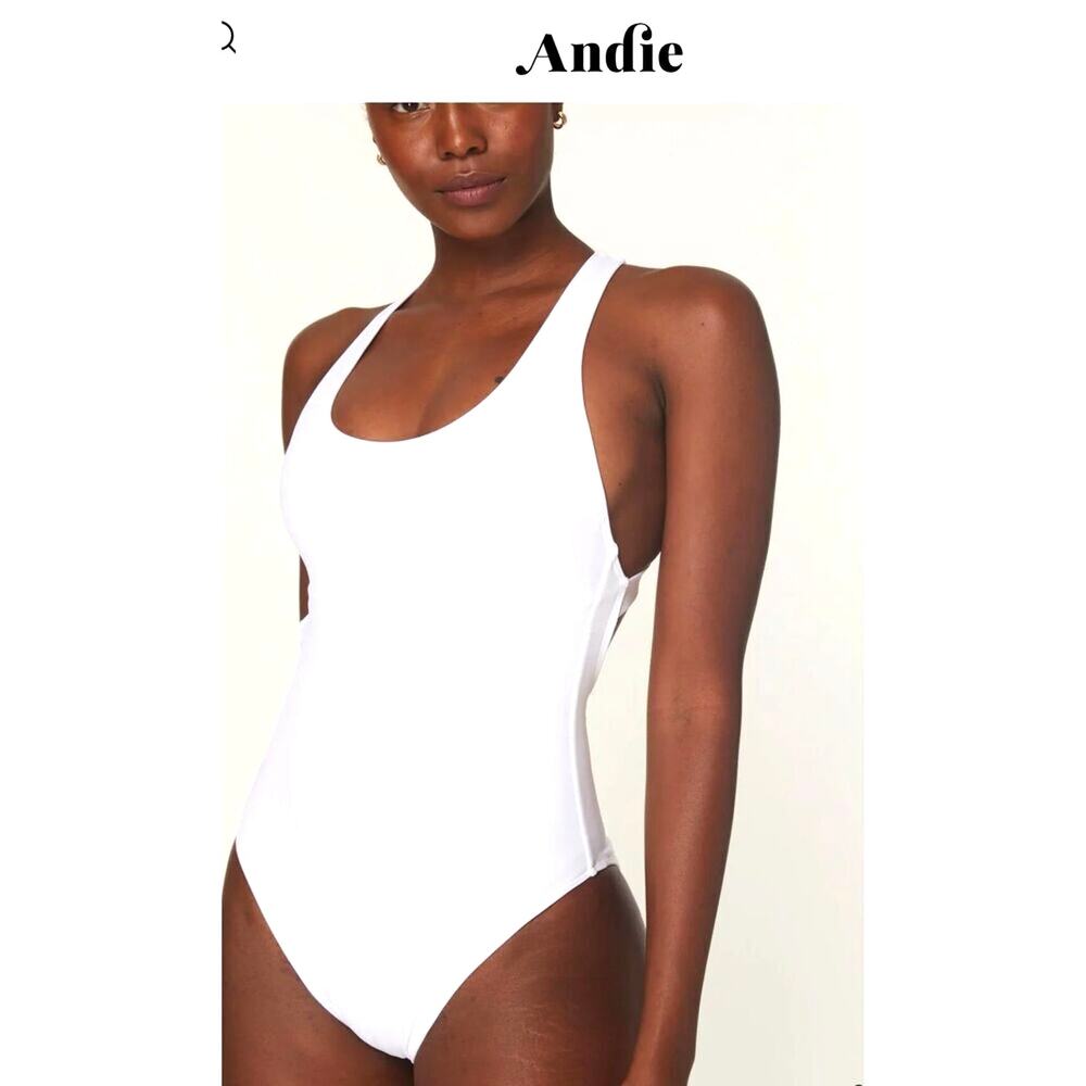 Andie Swimwear Womens 2XL‎ White The Tulum One Piece Swimsuit Crisscross Back